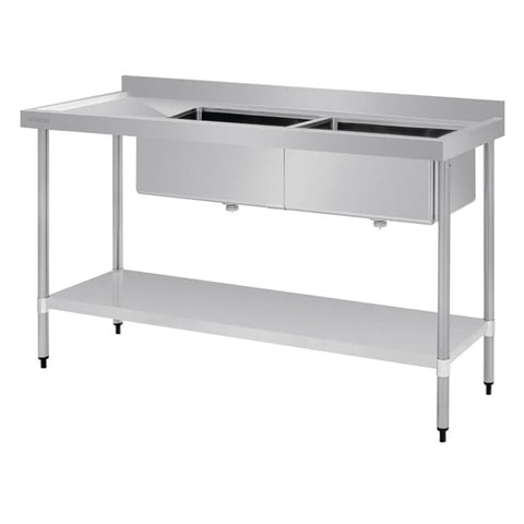 Vogue 1800mm Double Bowl Sink L/H Drainer 90mm Drain