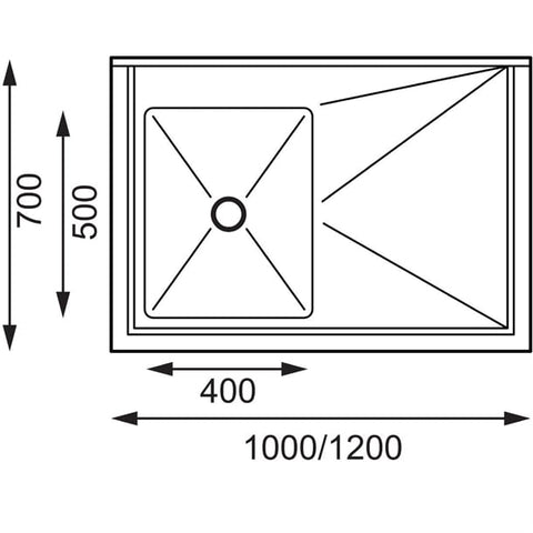 Vogue Single Bowl Sink R/H Drainer 1000mm x 700mm  90mm Drain