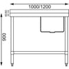 Vogue Single Bowl Sink L/H Drainer 1200mm x 700mm 90mm Drain