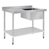 Vogue Single Bowl Sink L/H Drainer 1200mm x 700mm 90mm Drain