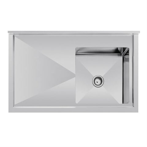 Vogue Single Bowl Sink L/H Drainer 1200mm x 700mm 90mm Drain