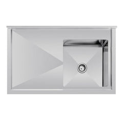 Vogue Single Bowl Sink L/H Drainer 1200mm x 700mm 90mm Drain