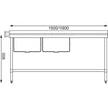 Vogue 1800mm Double Bowl Sink R/H Drainer 90mm Drain