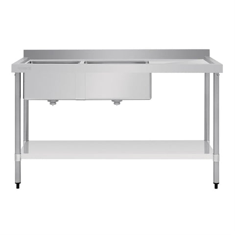 Vogue 1500mm Double Bowl Sink R/H Drainer 90mm Drain