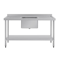 Vogue Single Bowl Sink Double Drainer 1500mm 90mm Drain HC918