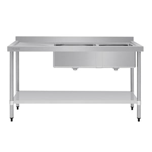 Vogue 1800mm Double Bowl Sink L/H Drainer 90mm Drain