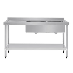 Vogue 1800mm Double Bowl Sink L/H Drainer 90mm Drain