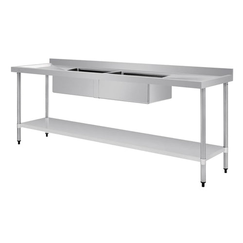 Vogue 2400mm Double Bowl Sink Double Drainer
