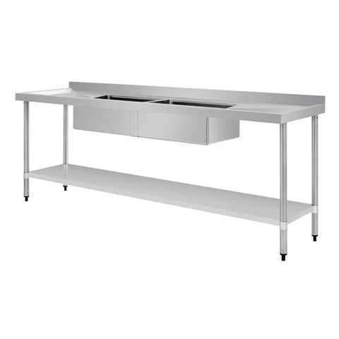 Vogue 2400mm Double Bowl Sink Double Drainer