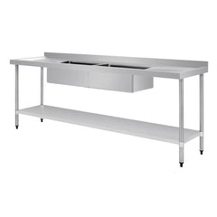 Vogue 2400mm Double Bowl Sink Double Drainer