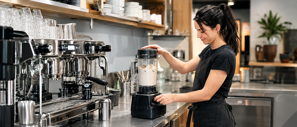 Café operator using commercial hospitality equipment