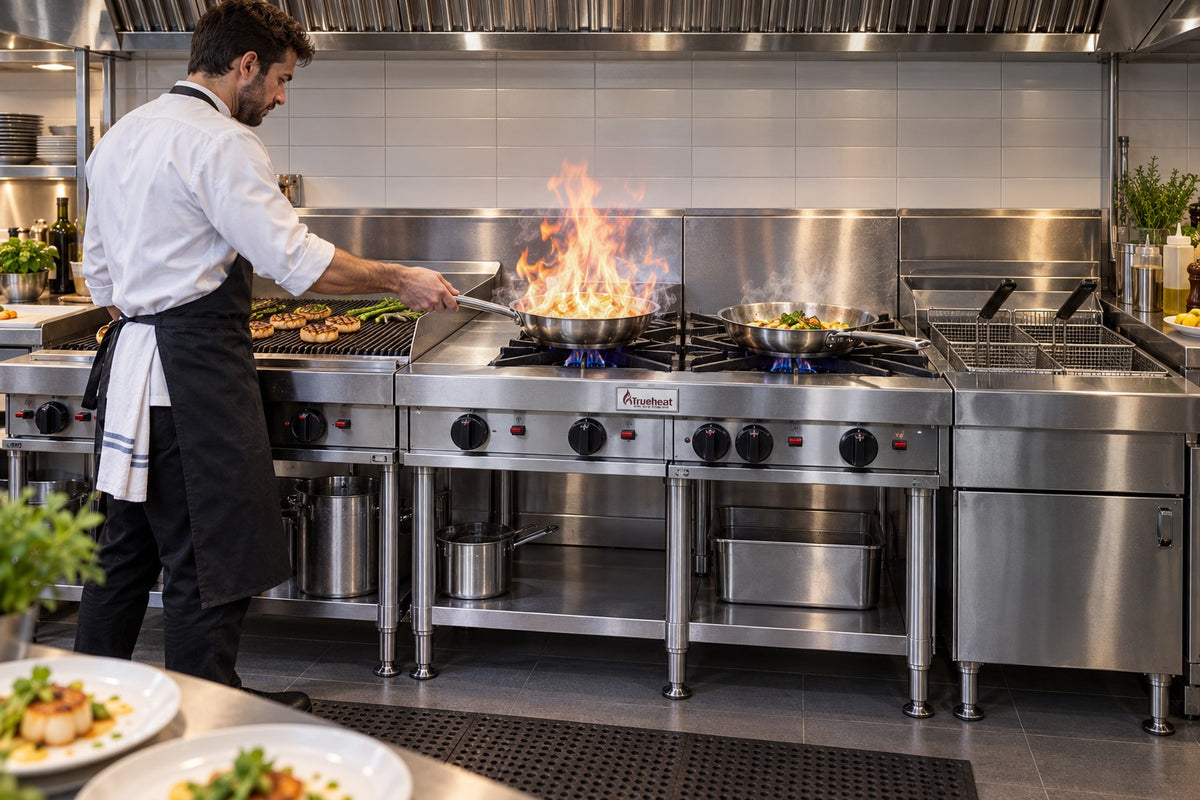 Trueheat commercial cooking range in service