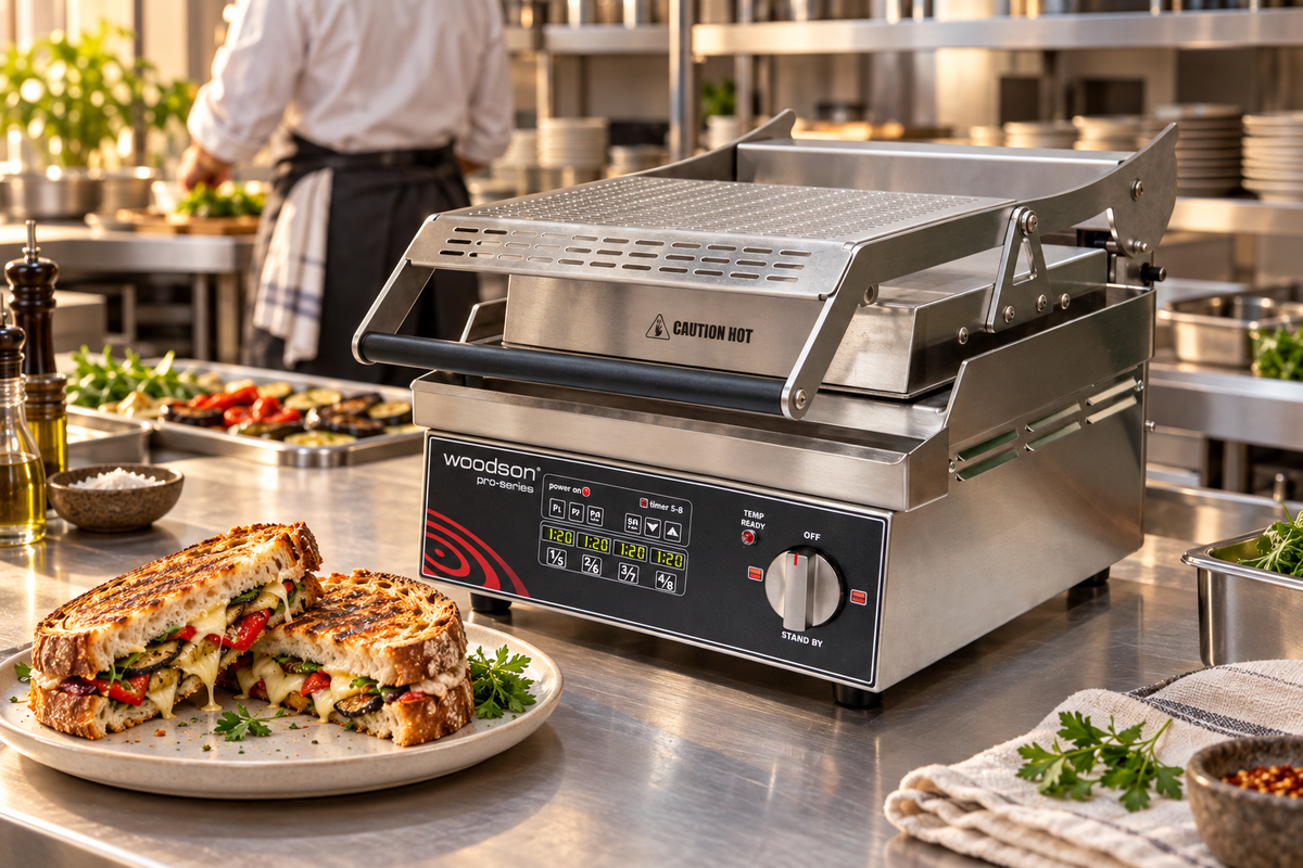 Chef using Woodson countertop equipment in a professional kitchen