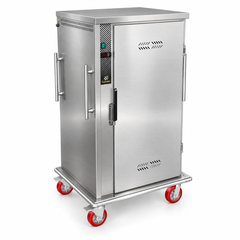 Culinaire CH.BC.2611 banquet cart, closed stainless steel cabinet with red castors