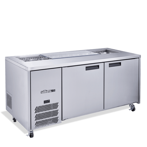 Williams Jade Sandwich - 2 door Stainless Steel Prep Counter Refrigerator With Blown Air Well - Without Canopy