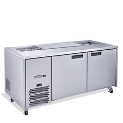 Williams Jade Sandwich - 2 door White Prep Counter Refrigerator With Blown Air Well- Without Canopy