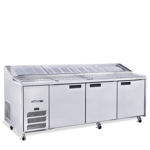 Williams Jade Pizza - 3 door Stainless Steel Pizza Prep Counter Refrigerator With Blown Air Well