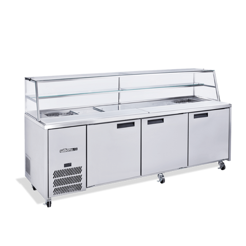 Williams Jade Sandwich - 3 door Stainless Steel Prep Counter Refrigerator With Blown Air Well