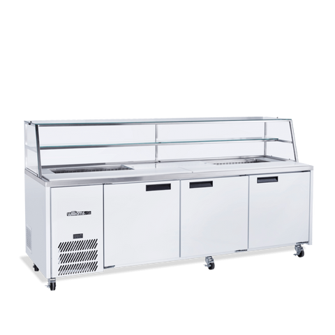 Williams Jade Sandwich 3 door White Prep Counter Refrigerator With Blown Air Well