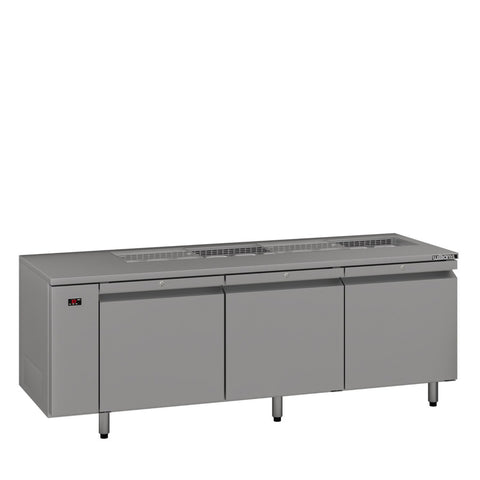 Williams Emerald - 3 door Stainless Steel Remote Under Counter Refrigerator With Blown Air Well