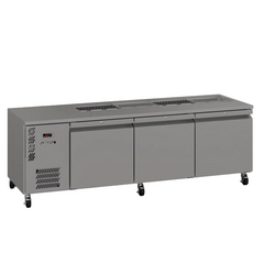 Gray refrigerated counter on a white background