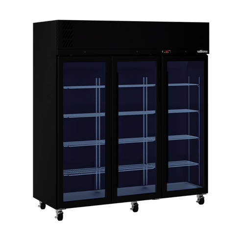 Williams Pearl - 3 door Black Upright Display Refrigerator