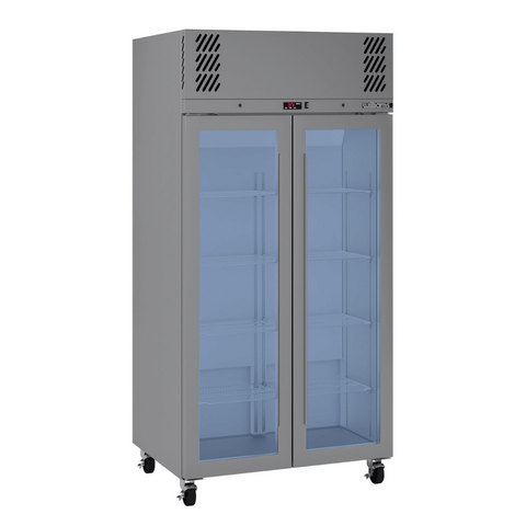 Williams Pearl - Slim 2 door Stainless Steel Upright Display Refrigerator