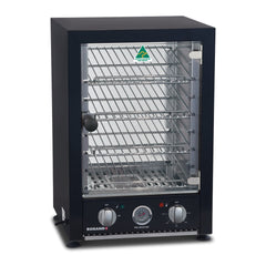 Roband PMB25L black 25-pie warmer with angled racks and internal light