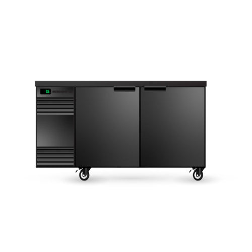 SL.2.SSW — black SlimLine fridge, manufacturer photograph supplied through Cafeideas