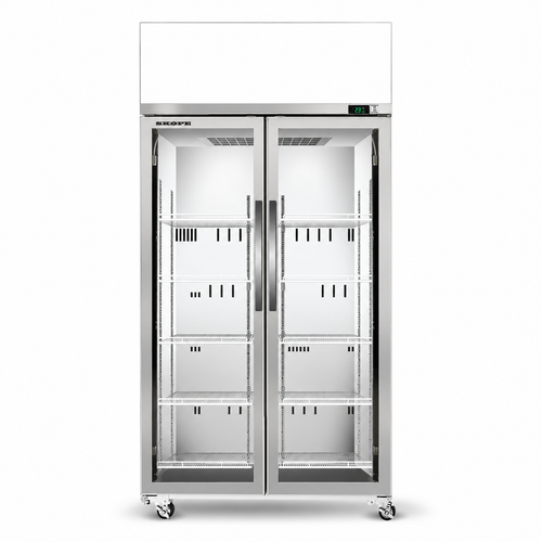 SKOPE TCE1000N two glass door display fridge — front view on white background