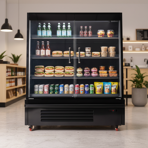 Bromic SVM1250HD-NR Semi Vertical 2 Door Multideck Display Fridge 1250mm