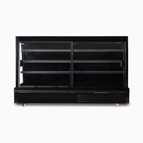 Bromic SVM2500SD-NR Semi Vertical 4 Sliding Door Multideck Display Fridge - 2500mm front view