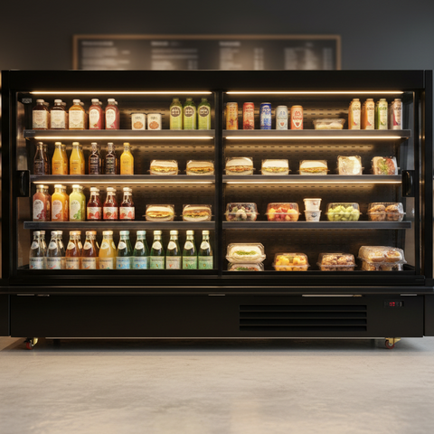 Bromic SVM2500SD-NR Semi Vertical 4 Sliding Door Multideck Display Fridge 2500mm