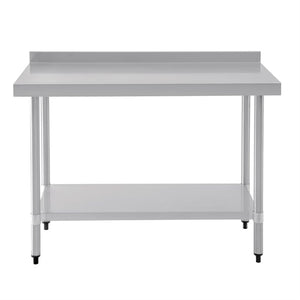 Vogue 1200mm Stainless Steel Prep Table with Splashback