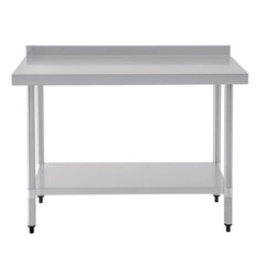 Vogue 1200mm Stainless Steel Prep Table with Splashback