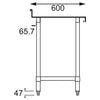 Vogue 1500mm Stainless Steel Prep Table with Splashback