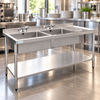 Vogue 1500mm Double Bowl Sink R/H Drainer 90mm Drain