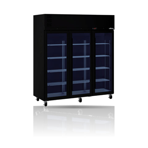 Williams Pearl - 3 door Black Upright Display Refrigerator