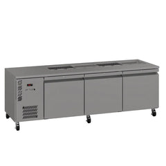Gray refrigerated counter on a white background