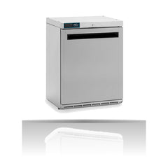 Williams Amber Hydrocarbon - One Door Under Counter Storage Refrigerator on a crisp white background with mirrored reflection