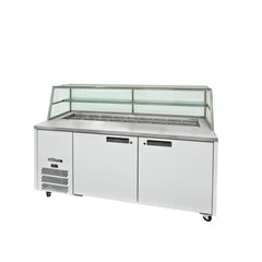 Williams Jade Sandwich - 2 door White Prep Counter Refrigerator With Blown Air Well commercial refrigeration