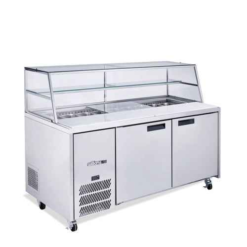 Williams Jade Sandwich - 2 door Stainless Steel Prep Counter Refrigerator With Blown Air Well commercial refrigeration
