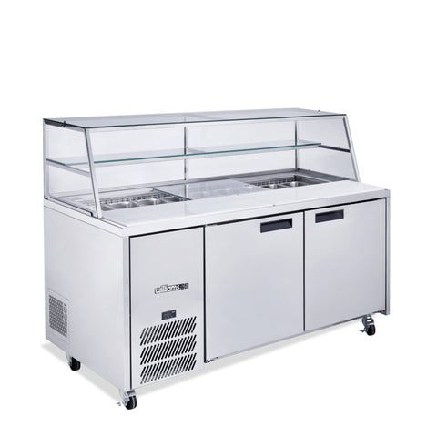 Williams Jade Sandwich - 2 door Stainless Steel Prep Counter Refrigerator With Blown Air Well