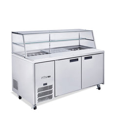 Williams Jade Sandwich - 2 door Stainless Steel Prep Counter Refrigerator With Blown Air Well commercial refrigeration