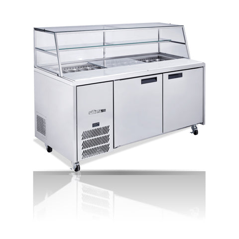Williams Jade Sandwich - 2 door Stainless Steel Prep Counter Refrigerator With Blown Air Well