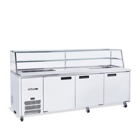Williams Jade Sandwich 3 door White Prep Counter Refrigerator With Blown Air Well