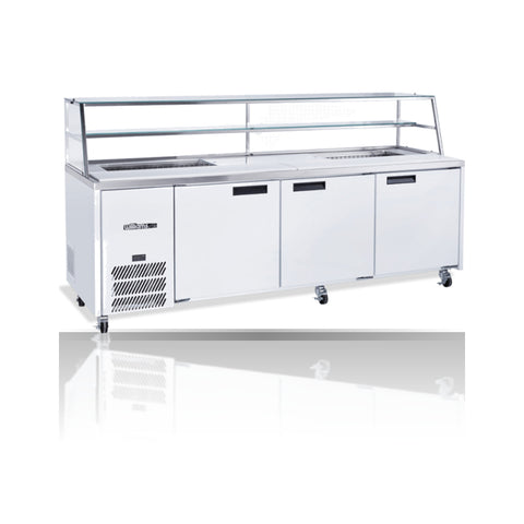 Williams Jade Sandwich 3 door White Prep Counter Refrigerator With Blown Air Well