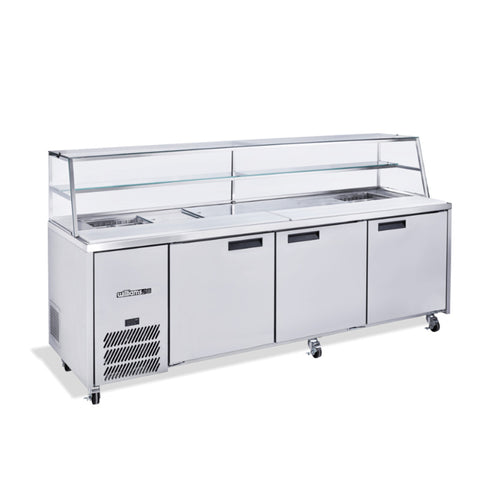 Williams Jade Sandwich - 3 door Stainless Steel Prep Counter Refrigerator With Blown Air Well