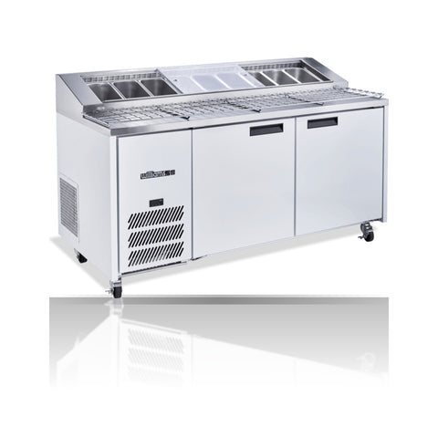 Williams Jade Pizza - 2 door White Pizza Prep Counter Refrigerator With Blown Air Well