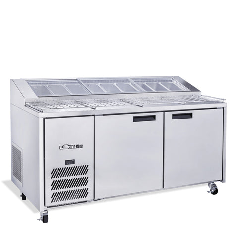 Williams Jade Pizza - 2 door Stainless Steel Pizza Prep Counter Refrigerator With Blown Air Well